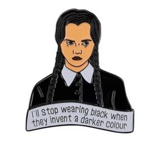 Addams Family-  Wednesday I will wear Black Enamel  Pin